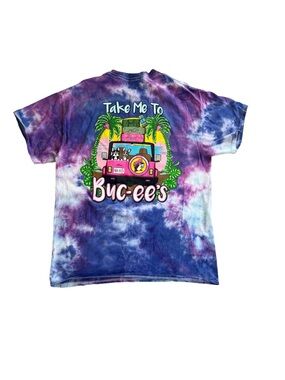 Buc-ee’s T-Shirt Adult Medium Purple / Blue / White Tie Dye Take Me To Buc-ee’s